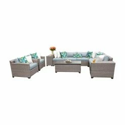 Discount 🧨 Resin Wicker Patio Sets TK Classics Florence Wicker 11 Piece Patio Conversation Set With Club Chair And 2 Sets Of Cushion Covers 😀