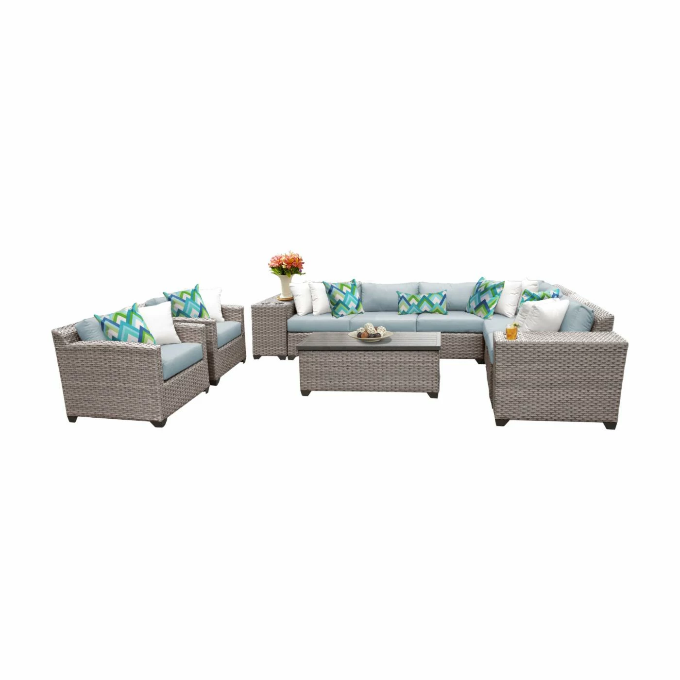 Discount ๐งจ Resin Wicker Patio Sets TK Classics Florence Wicker 11 Piece Patio Conversation Set With Club Chair And 2 Sets Of Cushion Covers ๐