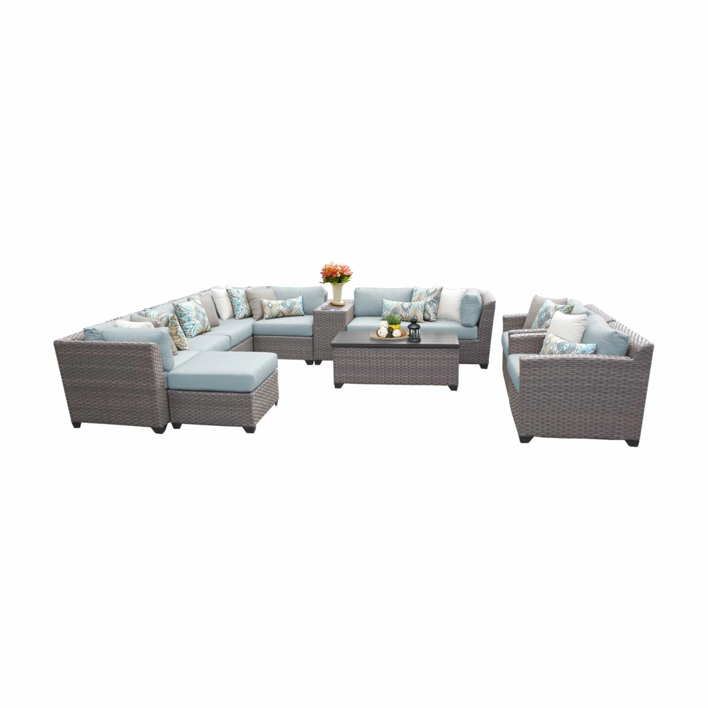 Wholesale ๐ Resin Wicker Patio Sets TK Classics Florence Wicker 12 Piece Patio Conversation Set With Coffee Table And 2 Sets Of Cushion Covers โญ