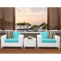 Best Sale 🔔 Resin Wicker Patio Sets TK Classics Miami Wicker 3 Piece Patio Conversation Set 😉