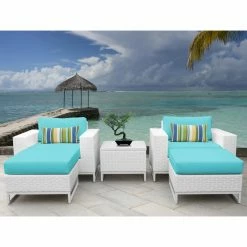 Discount 🛒 Resin Wicker Patio Sets TK Classics Miami Wicker 5 Piece Patio Conversation Set 🎉