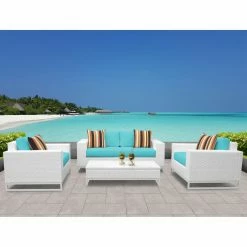 New 👏 Resin Wicker Patio Sets TK Classics Miami Wicker 5 Piece Patio Conversation Set With Coffee Table 😍