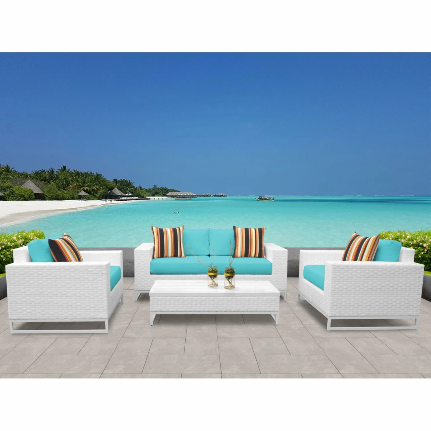 New ๐ Resin Wicker Patio Sets TK Classics Miami Wicker 5 Piece Patio Conversation Set With Coffee Table ๐