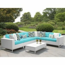 Discount ✨ Resin Wicker Patio Sets TK Classics Miami Wicker 7 Piece Sectional Patio Conversation Set 👏