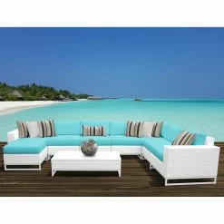 Outlet ๐ Resin Wicker Patio Sets TK Classics Miami Wicker 9 Piece Corner Sectional Patio Conversation Set ๐ฏ