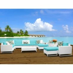 Budget 🎁 Resin Wicker Patio Sets TK Classics Miami Wicker 13 Piece Patio Conversation Set 🥰