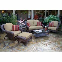 Promo ✔️ Tortuga Outdoor Resin Wicker Patio Sets Tortuga Sea Pines 6 Piece Deep Seating Conversation Set With Loveseat 😍