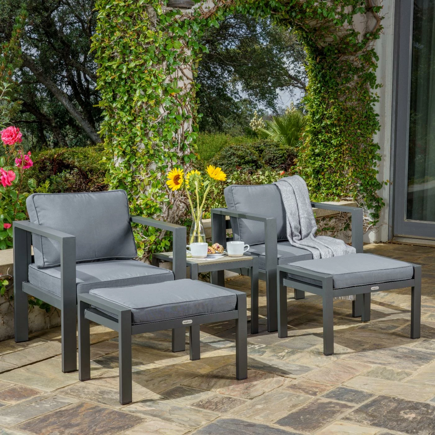Coupon ๐ Aluminum Patio Sets Tortuga Outdoor Lakeview 5-Piece Conversation Set - Charcoal โญ