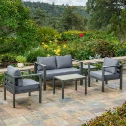 Brand new 👍 Aluminum Patio Sets Tortuga Outdoor Lakeview 5-Piece Conversation Set - Grey/Charcoal 👏