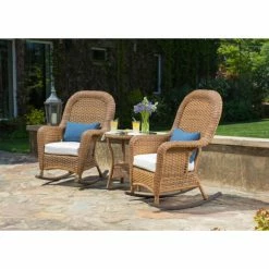 Promo โค๏ธ Resin Wicker Patio Sets Tortuga Outdoor Sea Pines 3 Piece Rocker And Table Set - Mojave ๐