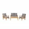 Discount 🔔 Teak Patio Sets DecMode All-Weather Teak 4 Piece Patio Conversation Set ❤️