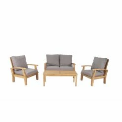 Discount 🔔 Teak Patio Sets DecMode All-Weather Teak 4 Piece Patio Conversation Set ❤️