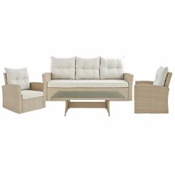 Brand new 🌟 Resin Wicker Patio Sets Alaterre Furniture Canaan All-Weather Wicker Outdoor Deep-Seat Dining Set With Sofa, Two Arm Chairs And 57"L Coffee Table 🔔