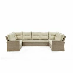 Top 10 😉 Resin Wicker Patio Sets Alaterre Furniture Canaan All-Weather Wicker Outdoor Horseshoe Sectional Sofa With Cushions ⭐