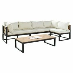 Best deal 🌟 Recycled Plastic Patio Sets Walker Edison All-Weather Outdoor 4 Piece Conversation Set With Cushions 😀