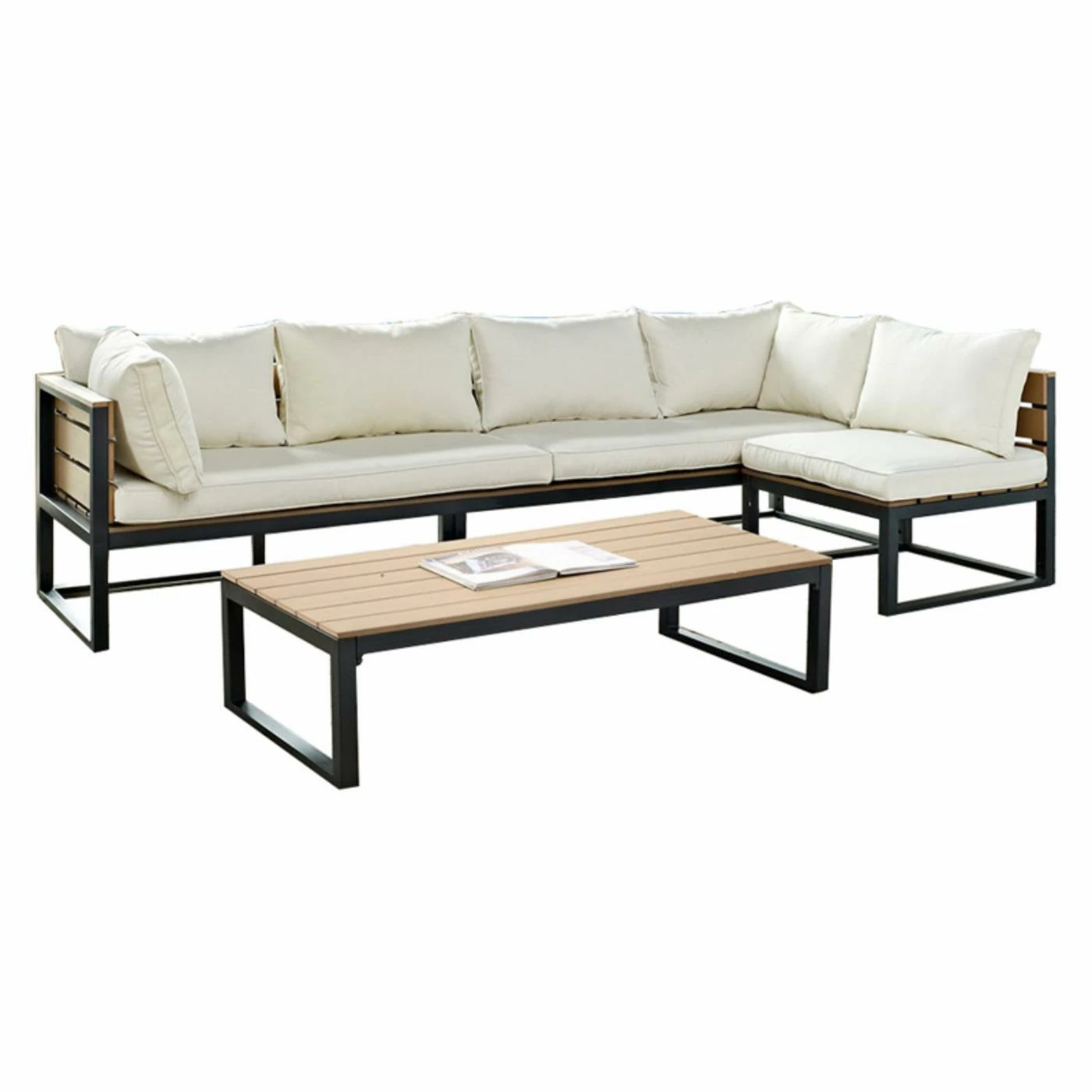 Best deal ๐ Recycled Plastic Patio Sets Walker Edison All-Weather Outdoor 4 Piece Conversation Set With Cushions ๐