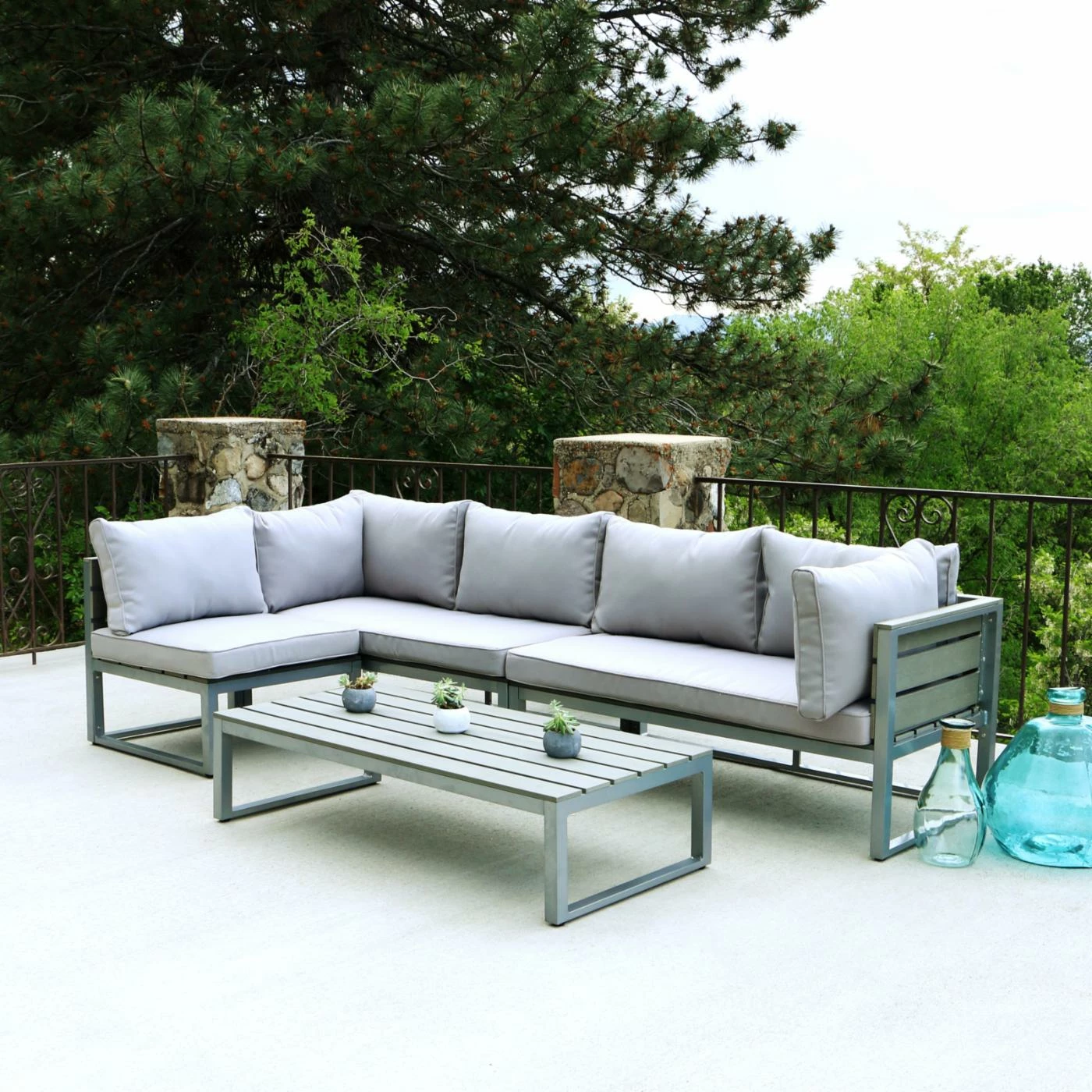 Flash Sale ๐ Aluminum Patio Sets Walker Edison Aluminum 4 Piece All-Weather Patio Conversation Set With Cushions ๐ฅฐ