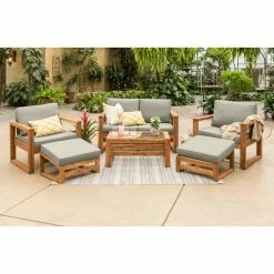 Best deal 👏 Wood Patio Sets Manor Park Hudson Open Side Wood 6 Piece Outdoor Conversation Set 🔔