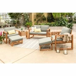 Promo ✨ Wood Patio Sets Manor Park Hudson Open Side Wood 7 Piece Outdoor Conversation Set 🎁