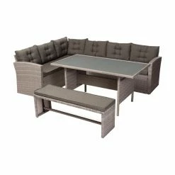 Cheapest ⌛ Resin Wicker Patio Sets Baxton Studio Eneas Rattan 3 Piece Corner Sofa Patio Lounge Conversation Set 🧨