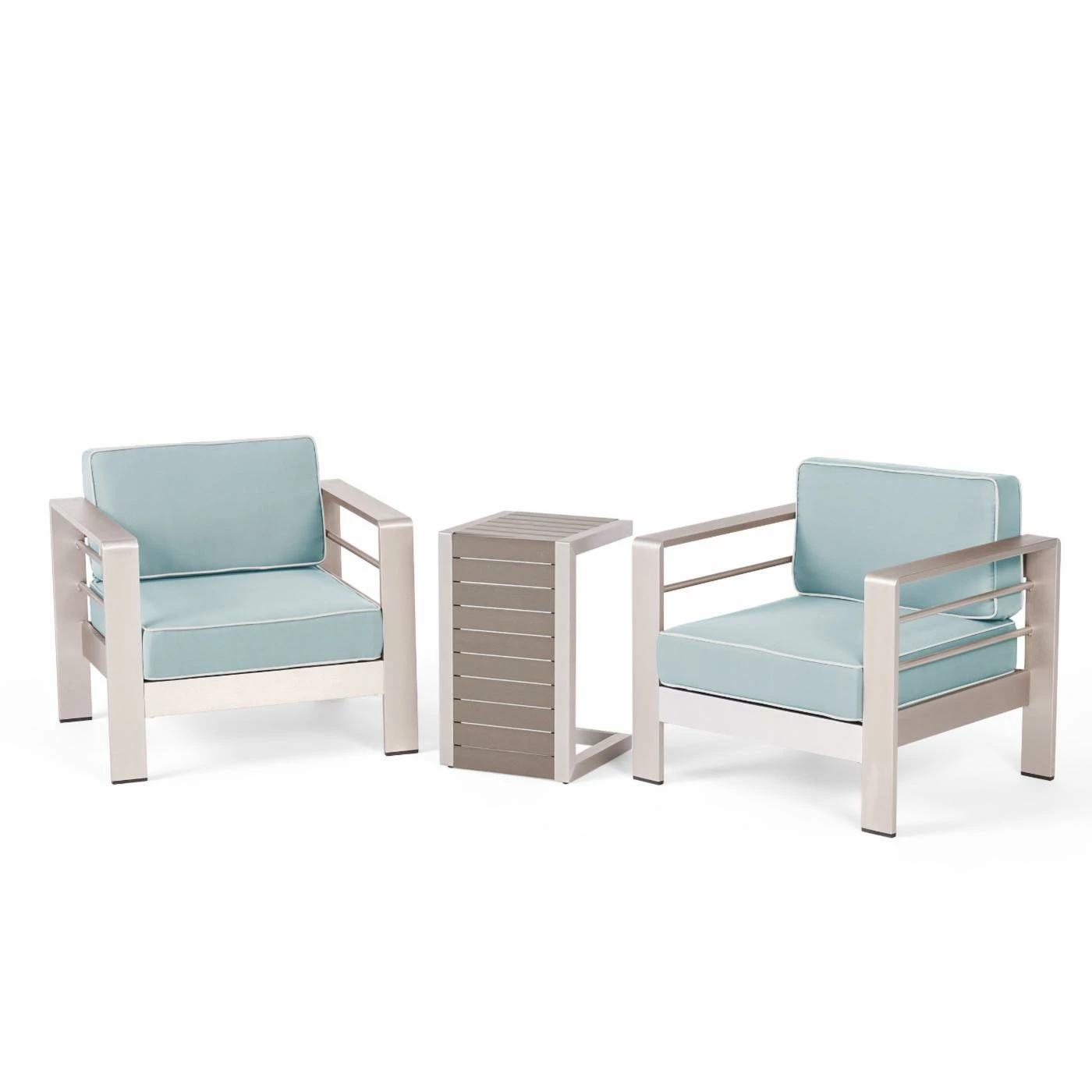 Cheapest ๐ Best Selling Home Decor Aluminum Patio Sets Xane Outdoor Club Chairs With Side Table - Aluminum And Khaki โจ - Image 5