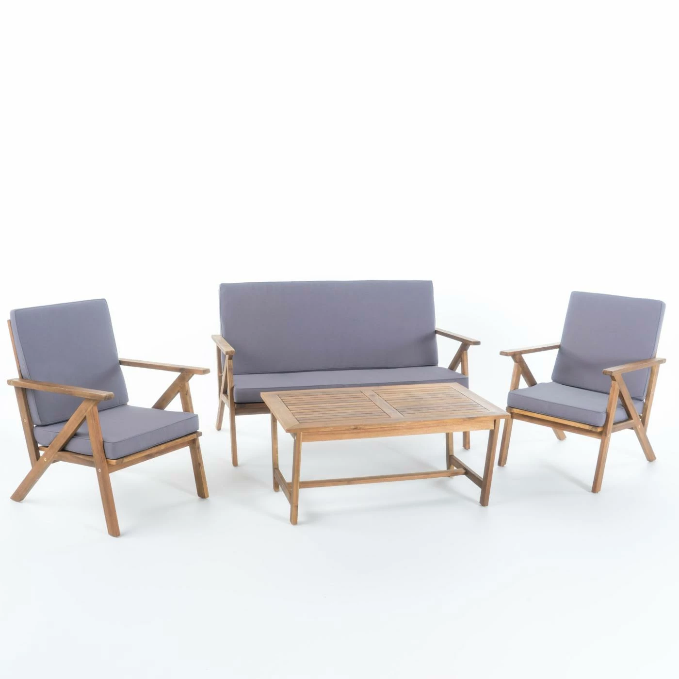 Buy ๐ Best Selling Home Wood Patio Sets Panama Acacia Wood 4 Piece Patio Conversation Set โ๏ธ - Image 5
