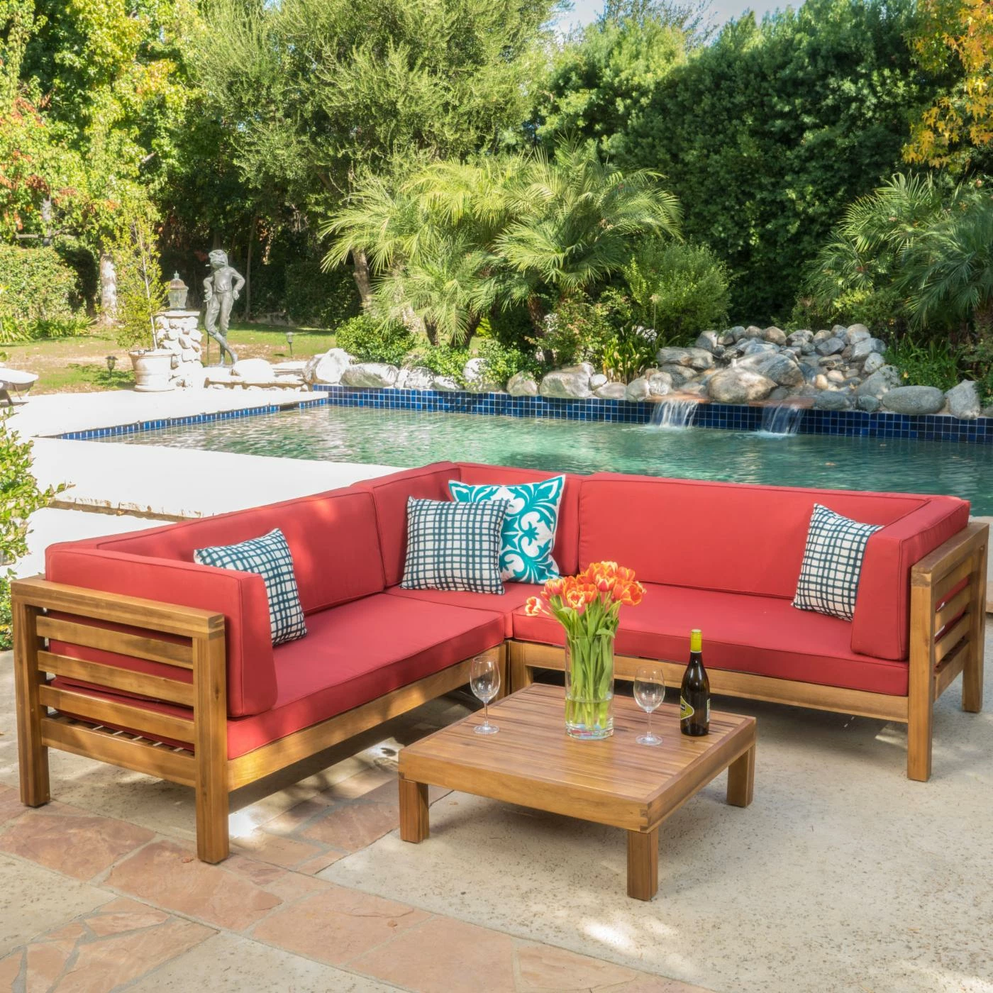 Buy ๐ Wood Patio Sets HN Outdoor Chandler Wood 4 Piece Patio Conversation Set ๐ - Image 5