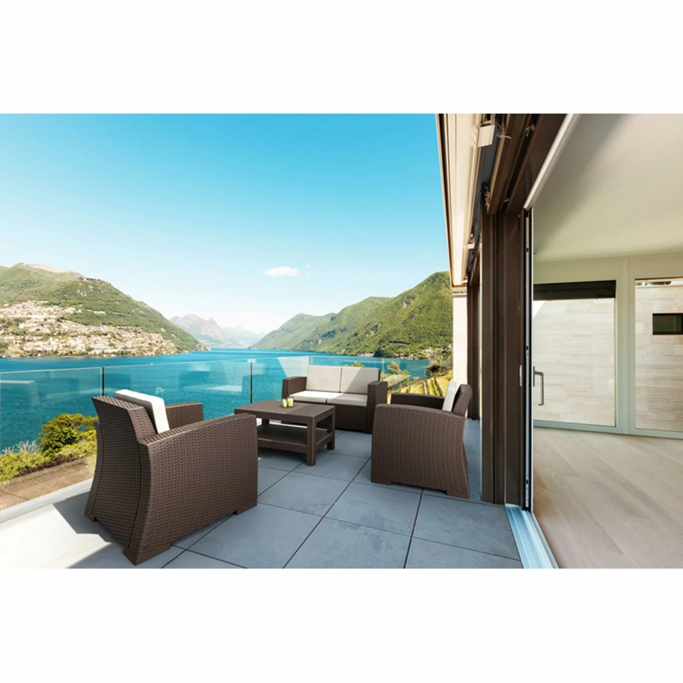 Brand new 😉 Compamia Resin Wicker Patio Sets Siesta Monaco Resin 4 Piece Loveseat Patio Conversation Set With Cushion ✨ - Image 5