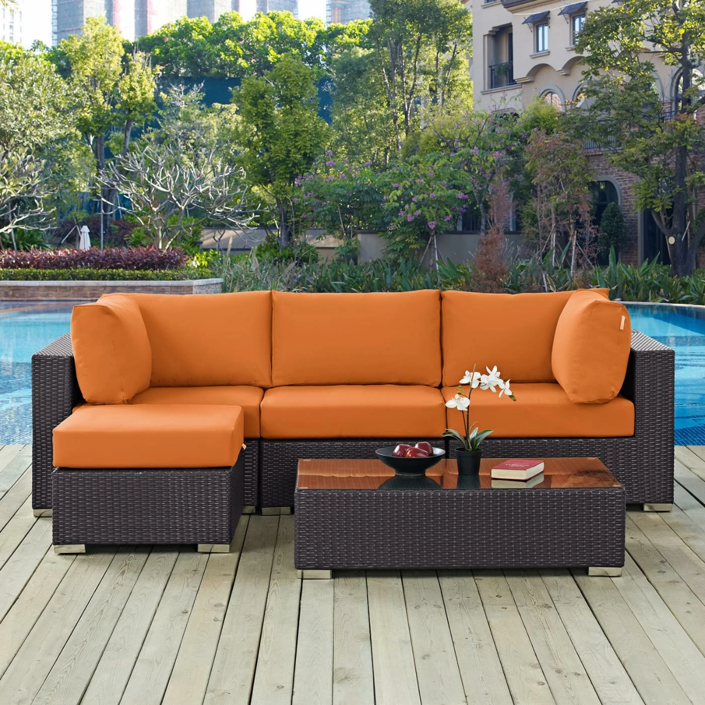 Best deal ๐ Resin Wicker Patio Sets Modway Convene Wicker 5 Piece Patio Conversation Set With Ottoman ๐ - Image 5