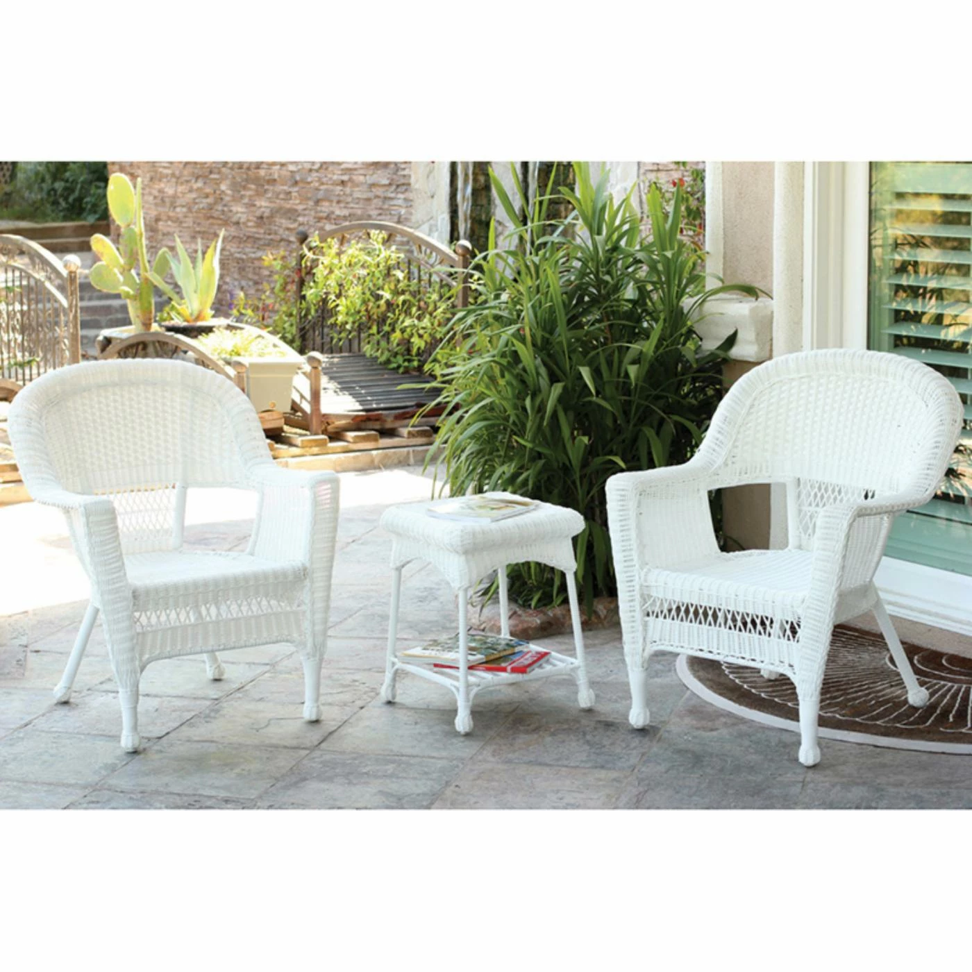 Discount π Resin Wicker Patio Sets Jeco 3 Piece Wicker Chair And End Table Set π - Image 5
