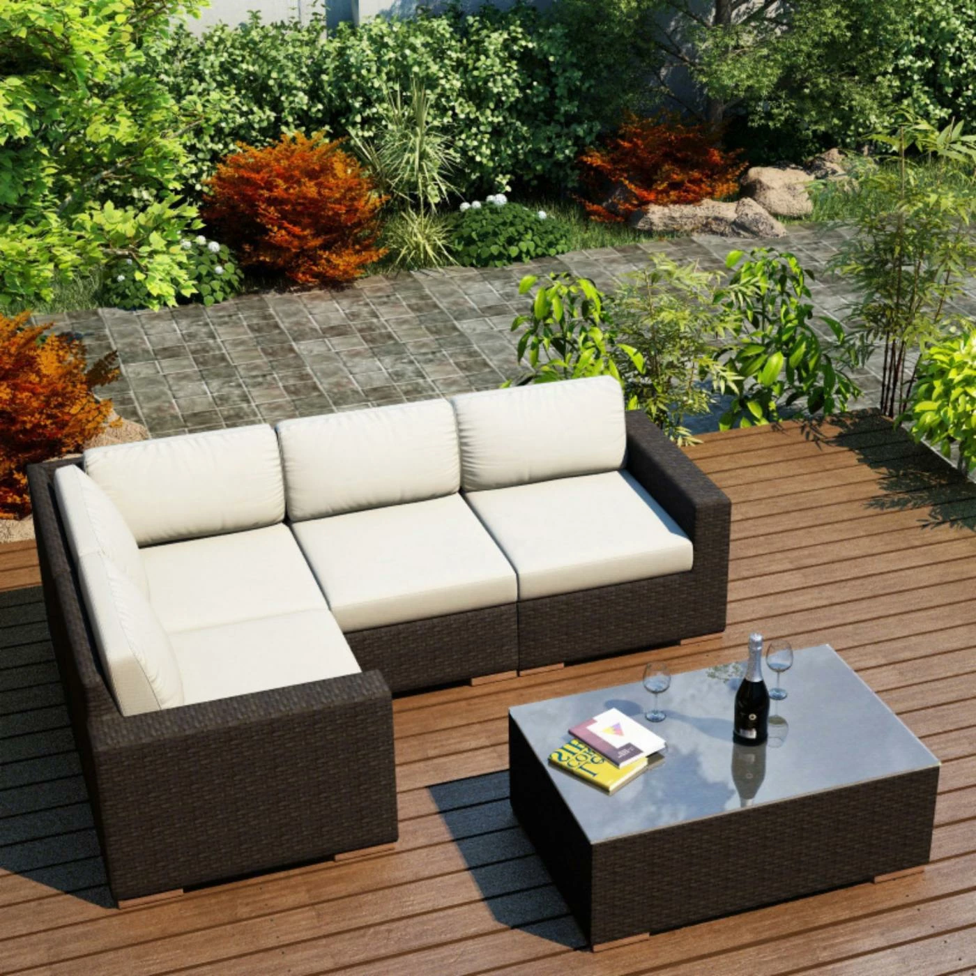 Cheap ๐ Resin Wicker Patio Sets Harmonia Living Arden 5 Piece Sectional Set ๐ - Image 5