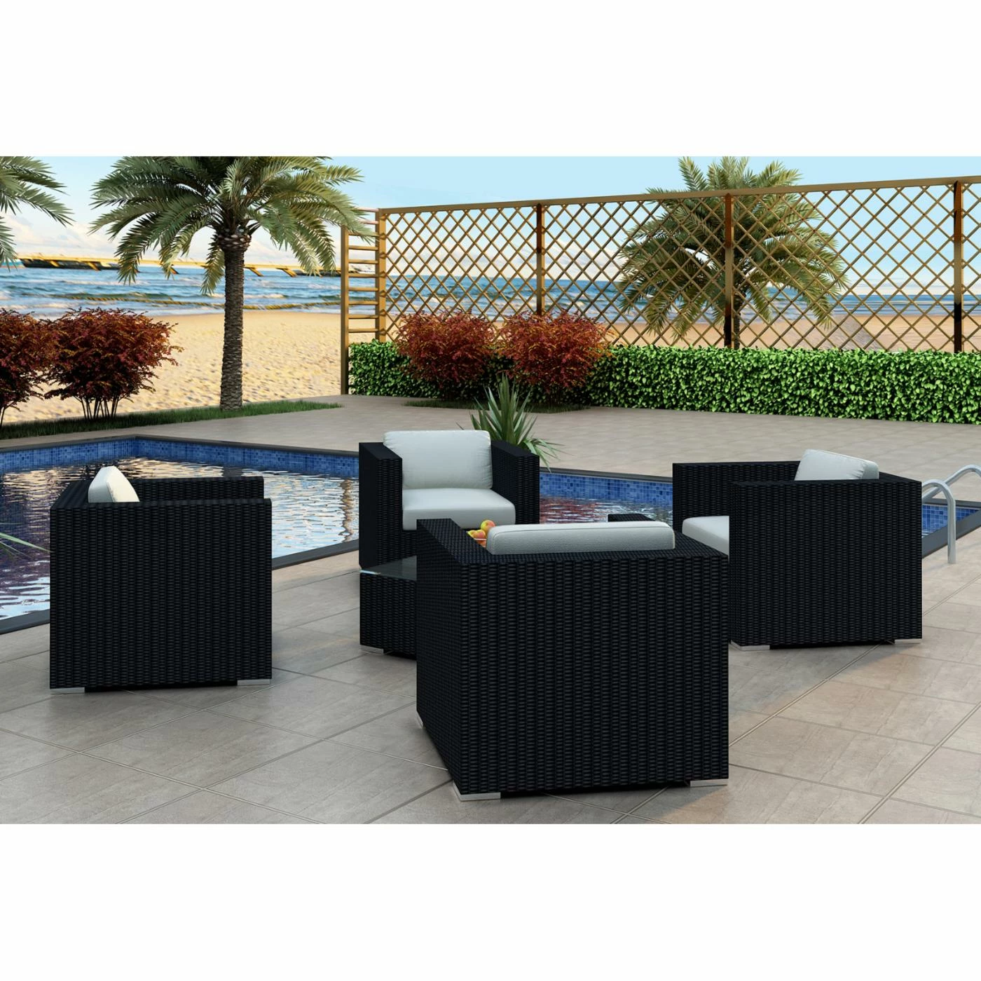 Best Pirce โญ Resin Wicker Patio Sets Harmonia Living Urbana All Weather Wicker 5 Piece Club Chair Patio Conversation Set ๐ - Image 5