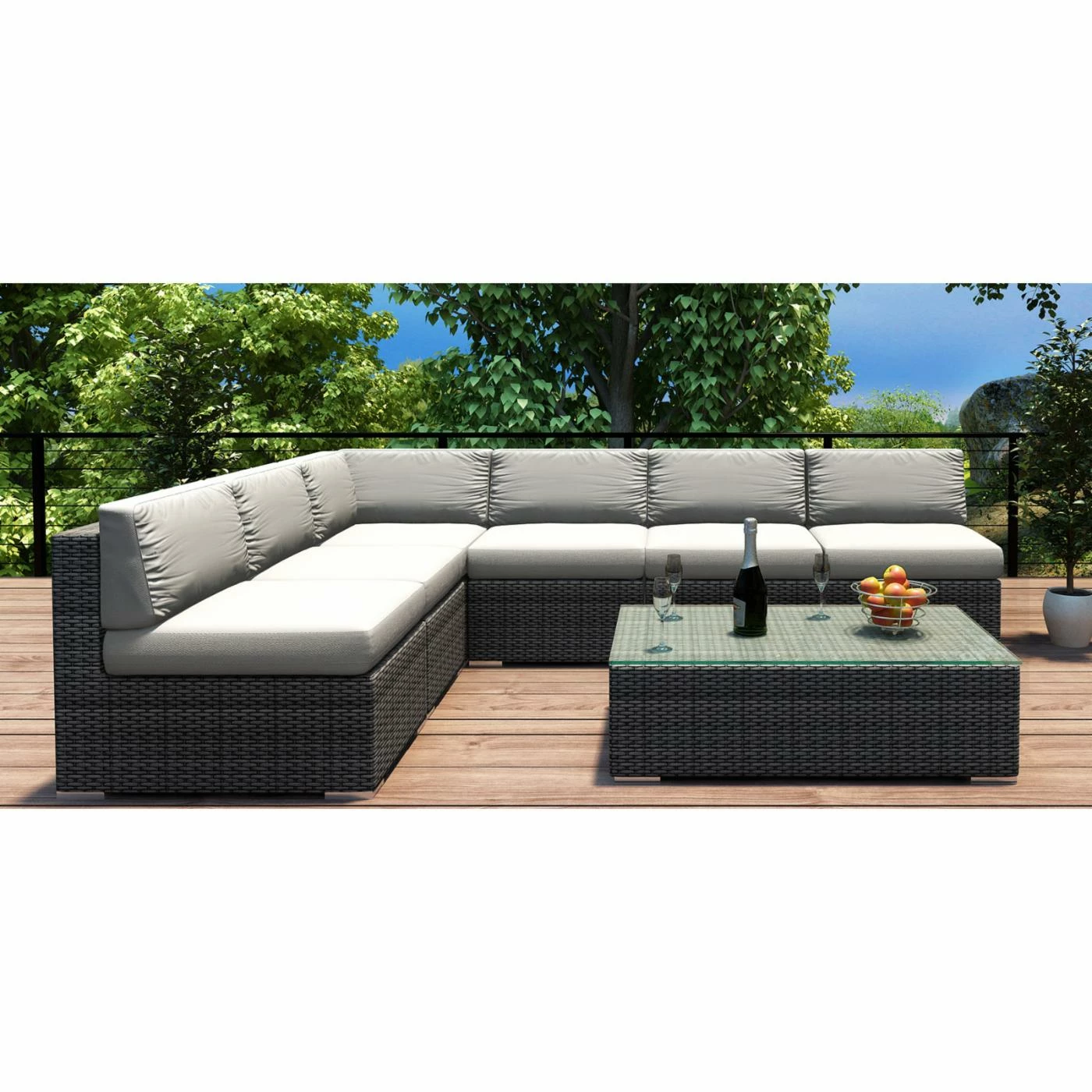 Resin Wicker Patio Sets Harmonia Living District 7 Piece Sectional Patio Conversation Set - Image 5