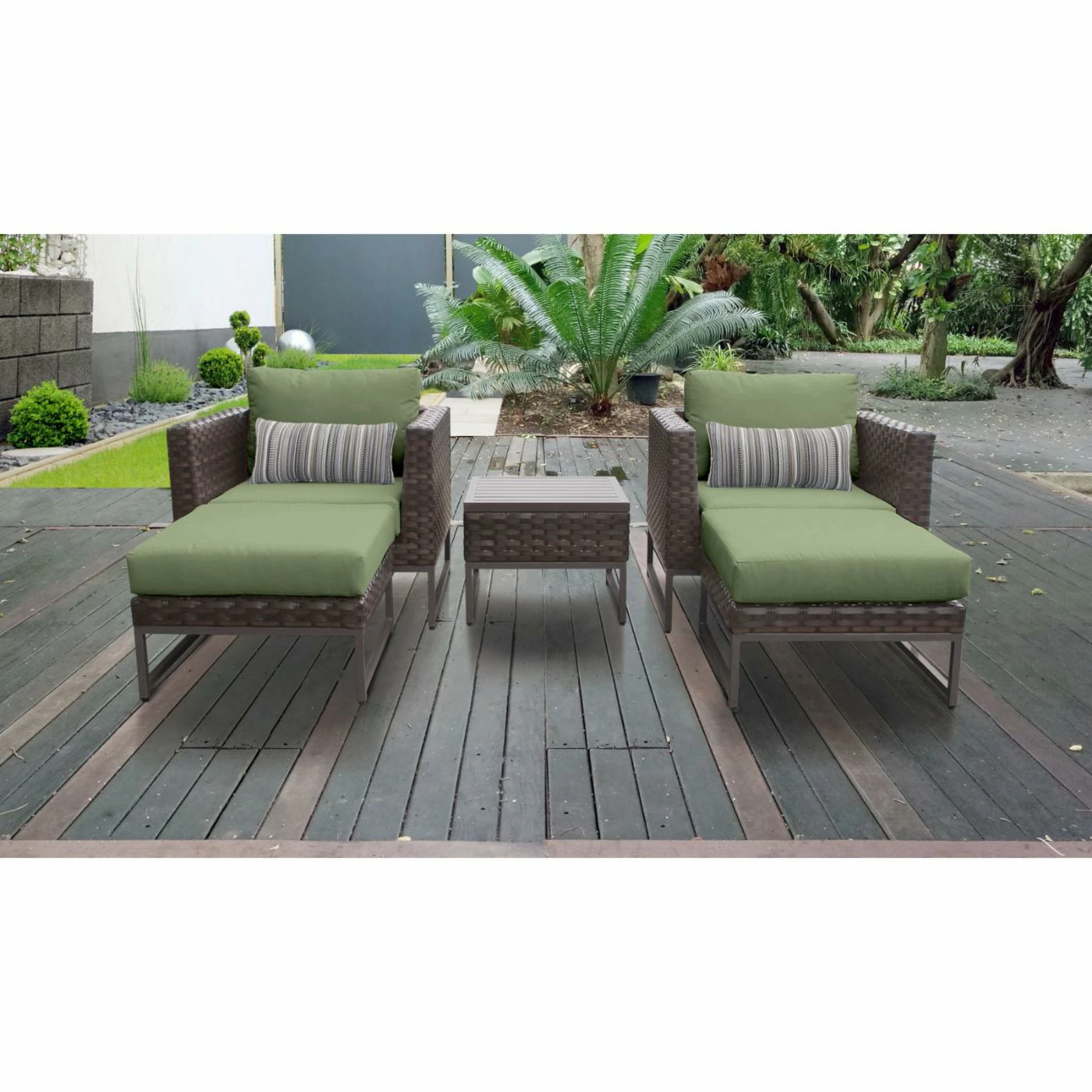 Best reviews of โค๏ธ Resin Wicker Patio Sets TK Classics Barcelona Wicker 5 Piece Club Chair Patio Conversation Set With Ottomans ๐ - Image 5