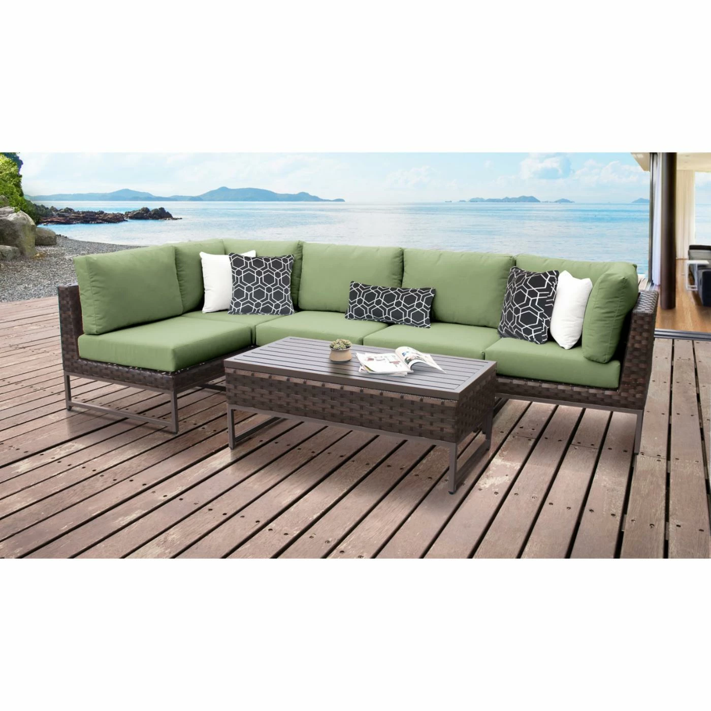 Cheap ๐ Resin Wicker Patio Sets TK Classics Barcelona Wicker 6 Piece L-Shaped Patio Conversation Set ๐ - Image 5